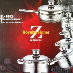 BATTERIA DI PENTOLE 18PZ PADELLA PENTOLA X COTTURA A VAPORE ACCIAIO ROYALTY LINE