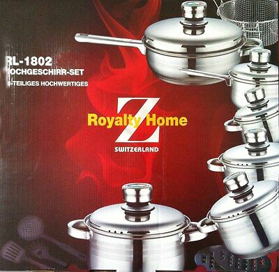 BATTERIA DI PENTOLE 18PZ PADELLA PENTOLA X COTTURA A VAPORE ACCIAIO ROYALTY LINE