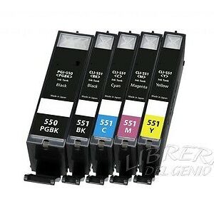 kit 10 CARTUCCE CHIP COMPATIBILI X PGI-550Bk CLI-551Y CLI551 IP7250 MG5450 XL