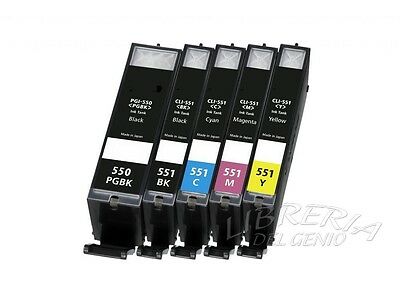 kit 10 CARTUCCE CHIP COMPATIBILI X PGI-550Bk CLI-551Y CLI551 IP7250 MG5450 XL