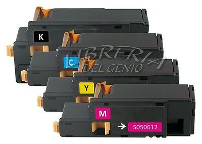 KIT 4TONER COMP. EPSON S050614 S050613 S050612 S050611 C1700 CX17 B-C-M-Y 4 NEW
