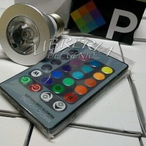 FARETTO LED RGB 3 W E27 MULTICOLOR CROMOTERAPIA CON TELECOMANDO cromo terapia