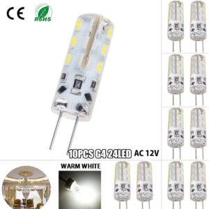 10PCS G4 luci 24 LED 3014 SMD capsula Bulbi lampade a luce calda bianca AC 12V
