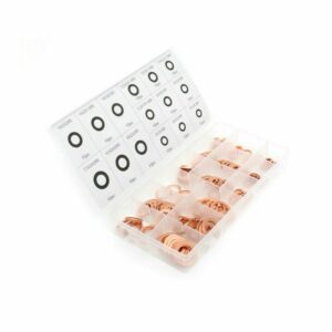 150 qty 15 dimensioni in rame sigillante rondelle assortimento set con Scatola