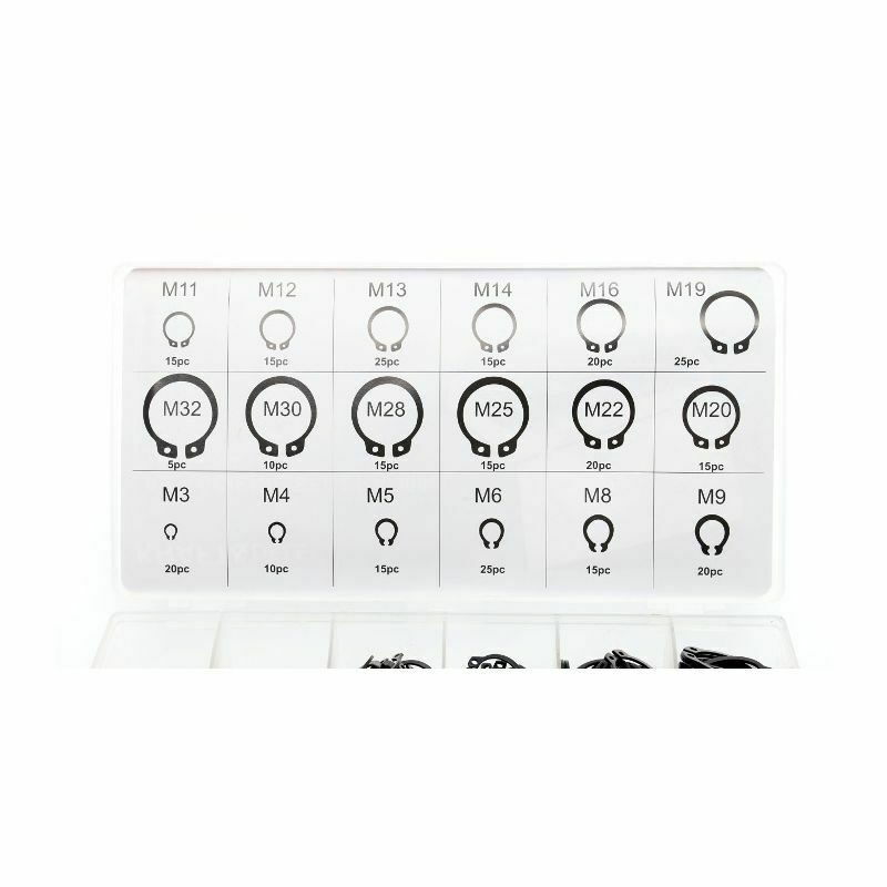 ASSORTIMENTO 300 ANELLI ELASTICI FERVI 0296 SEEGER MONTAGGIO RADIALE PER ALBERI - immagine 3