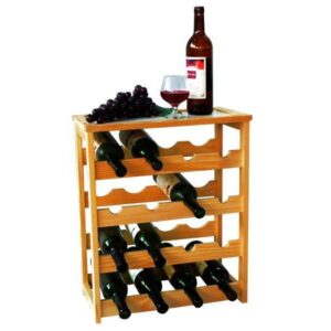 Mobile porta bottiglie cantinetta vino in legno naturale bamboo 24 posti enoteca