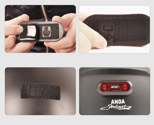 LUCE FARO A LED DA TESTA CASCO 4 LED ADATTO PER MOTO MONOPATTINI SCOOTER BICI - immagine 6