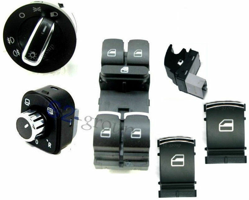 PER VW GOLF V SET INTERRUTTORE DEVIOLUCI SPECCHI PULSANTERIA ALZAVETRI 5K0959565