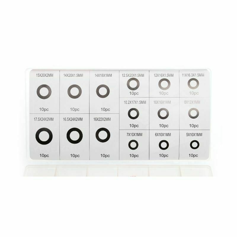 150 qty 15 dimensioni in rame sigillante rondelle assortimento set con Scatola - immagine 5