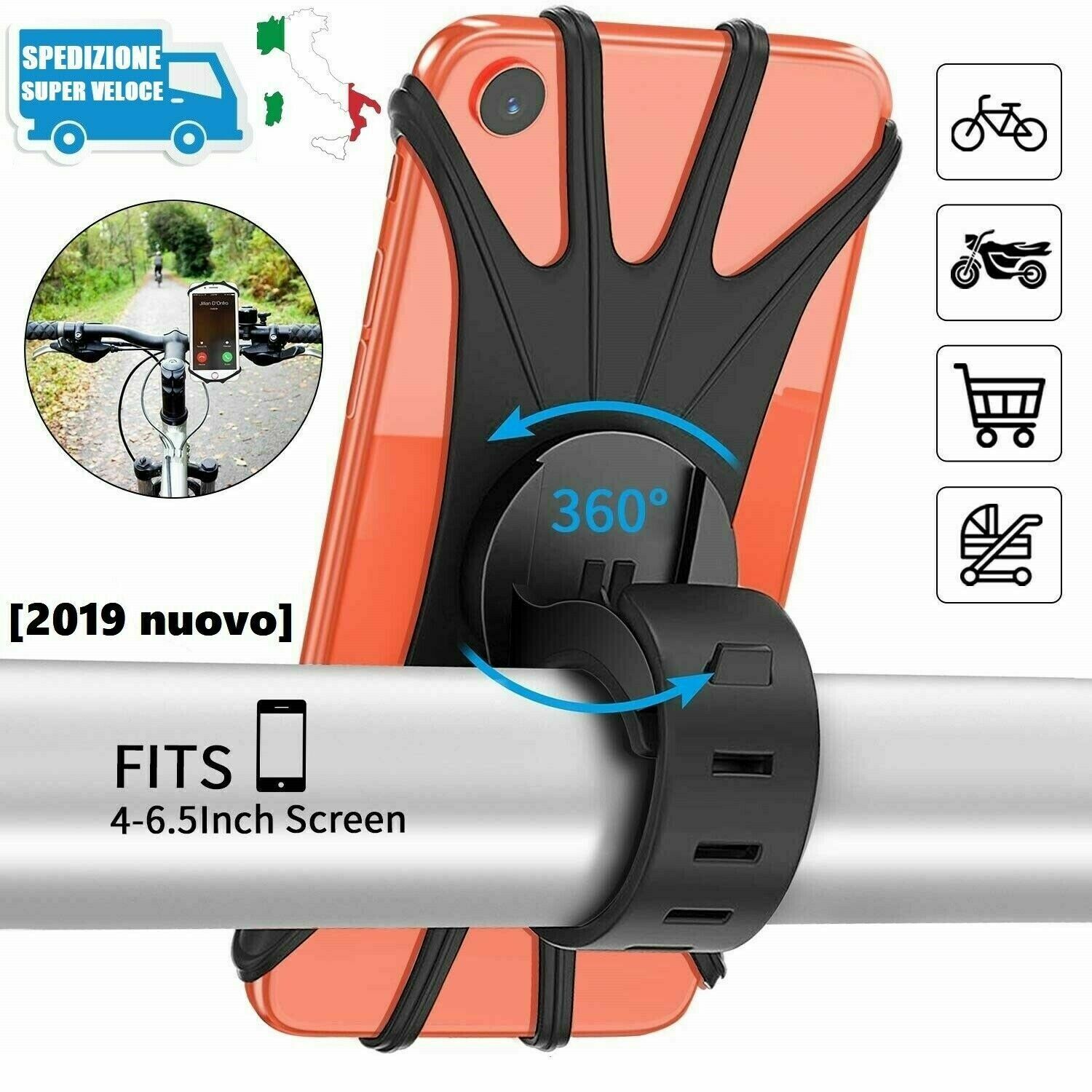Porta Telefono Cellulare Bici Bicicletta Moto Supporto Smartphone Universale 360