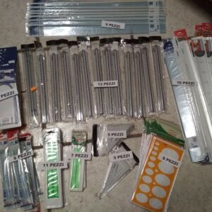 stock SET 92 pezzi SCUOLA DISEGNO  RIGHELLO RIGA + CURVILIENO SQUADRETTE 45° 60°