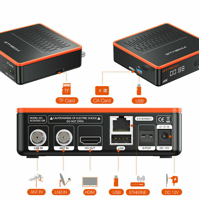 Decoder 4K TVSAT Combo Satellite Terrestrial DVB-S2X/T2/C PVR Android 9.0 TV Box - immagine 2