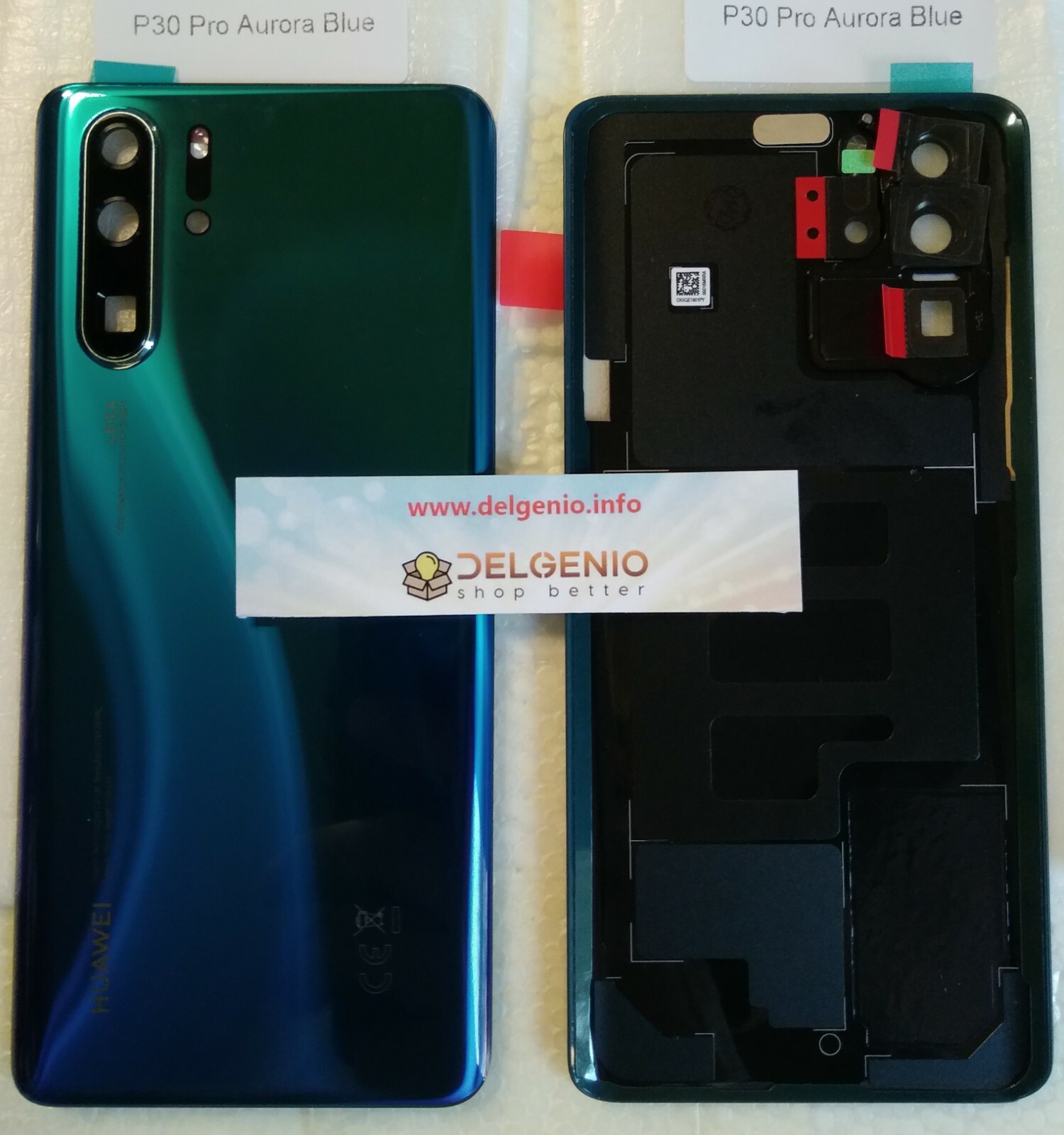 BACK COVER SCOCCA VETRO CAM POSTERIORE BLU ORIGINALE HUAWEI P30 PRO VOG-L29