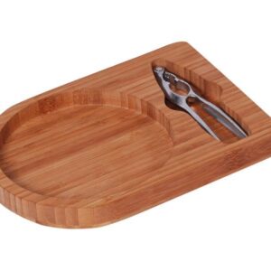 BAMBOO CIOTOLA PORTA NOCI BIANCA TAGLIERE SUPPORTO LEGNO CON SCHIACCIANOCI