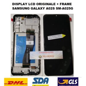 DISPLAY LCD ORIGINALE FRAME SAMSUNG GALAXY A02S SM-A025G TOUCH SCREEN VETRO NERO