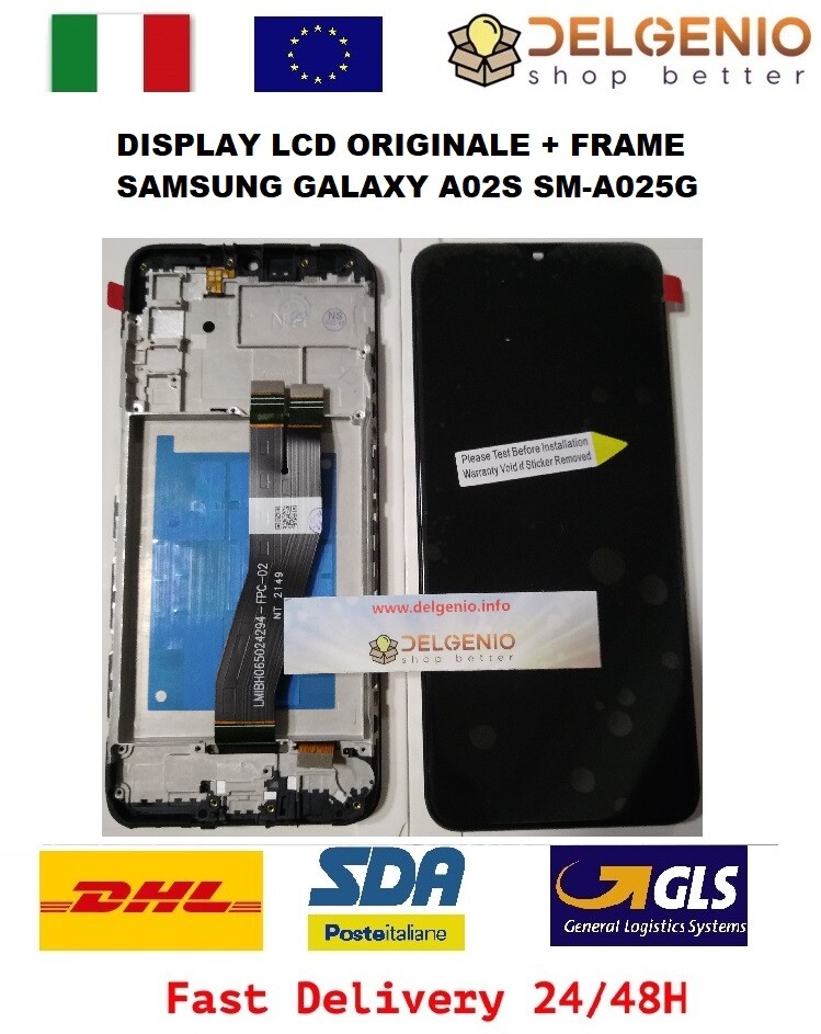 DISPLAY LCD ORIGINALE FRAME SAMSUNG GALAXY A02S SM-A025G TOUCH SCREEN VETRO NERO