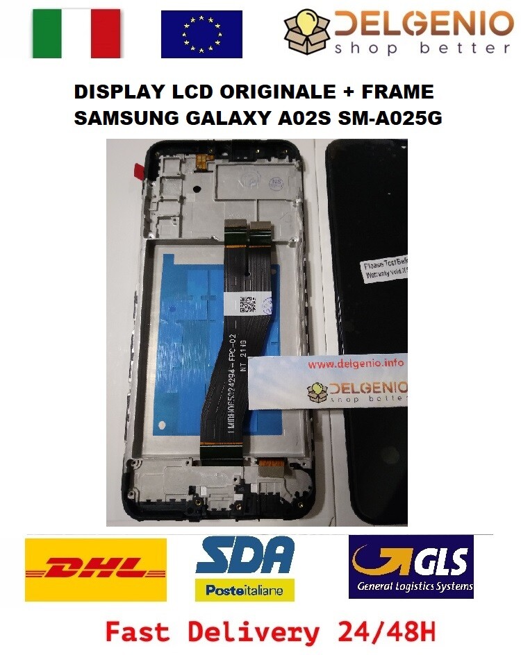 DISPLAY LCD ORIGINALE FRAME SAMSUNG GALAXY A02S SM-A025G TOUCH SCREEN VETRO NERO - immagine 2
