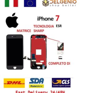 DISPLAY OEM LCD SCHERMO TOUCH APPLE IPHONE 7 NERO ESR FULL VIEW PARI A ORIGINALE