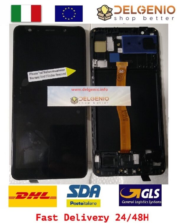 DISPLAY LCD oled Samsung A750F Galaxy A7 2018 NERO vetrino touch vetro schermo