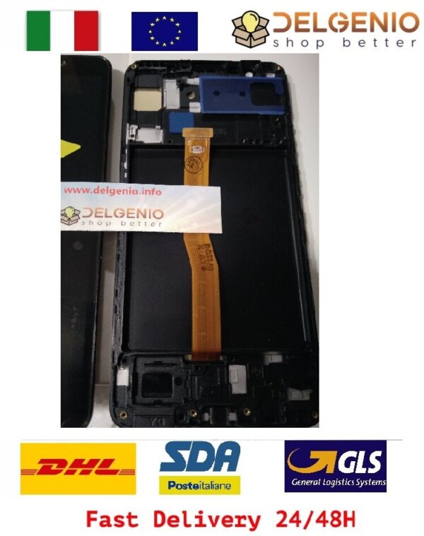 DISPLAY LCD oled Samsung A750F Galaxy A7 2018 NERO vetrino touch vetro schermo - immagine 2