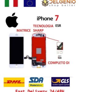 DISPLAY OEM LCD SCHERMO TOUCH APPLE IPHONE 7 BIANCO WHITE ESR FULL VIEW NUOVO