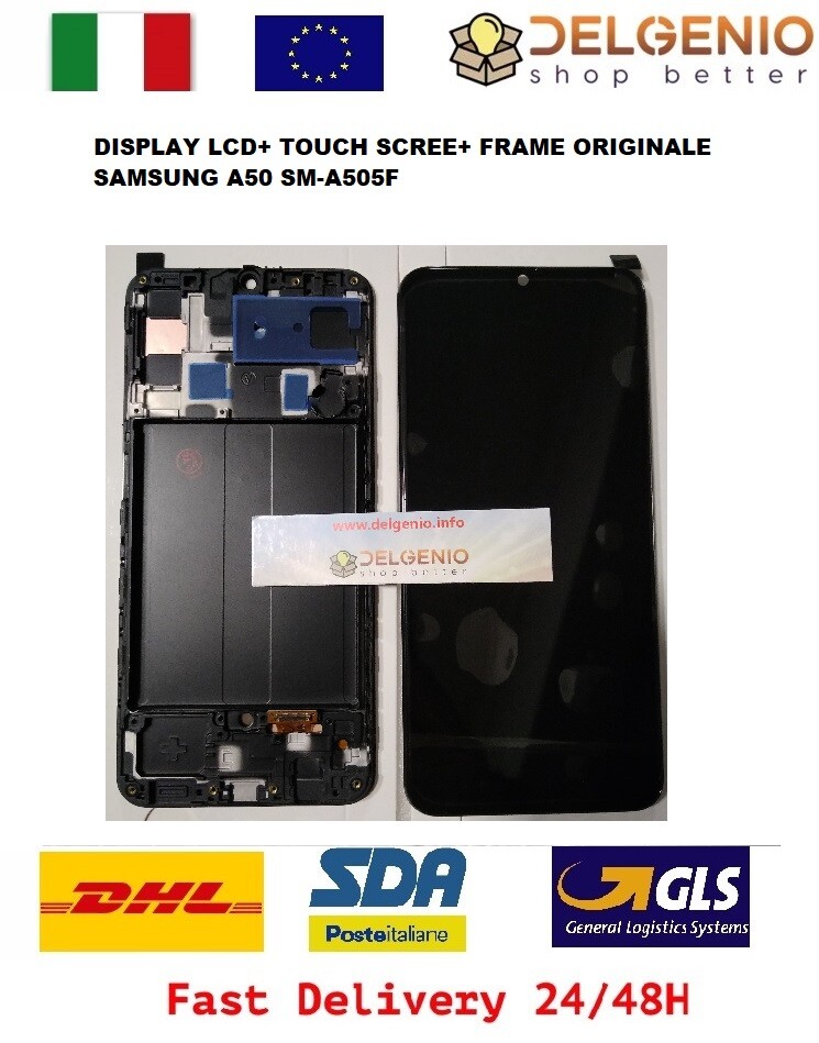 Display AMOLED Originale Touch Screen Frame per Samsung Galaxy A50 SM-A505F Nero