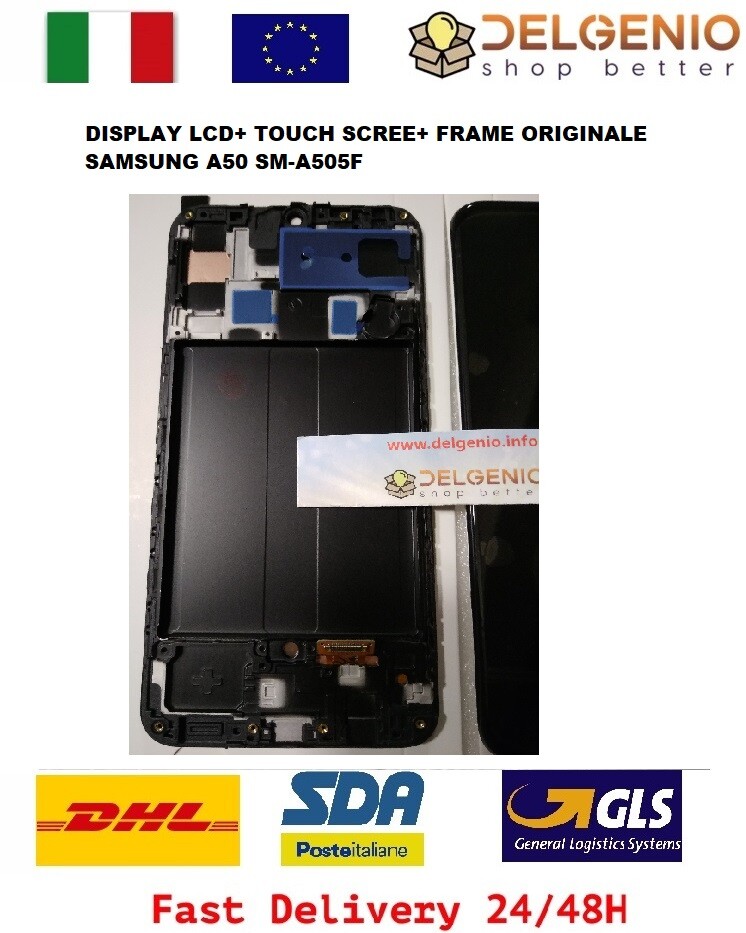 Display AMOLED Originale Touch Screen Frame per Samsung Galaxy A50 SM-A505F Nero - immagine 3