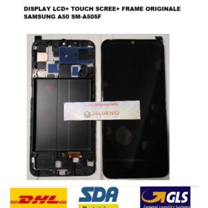 DISPLAY SAMSUNG A50 SM A505F ORIGINALE FULL SIZE VETRO TOUCH LCD FRAME NERO