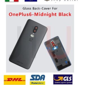 COVER BACK VETRO POSTERIORE per ONEPLUS 6 A6000 1+6 NERO BIADESIVO BATTERIA 6003