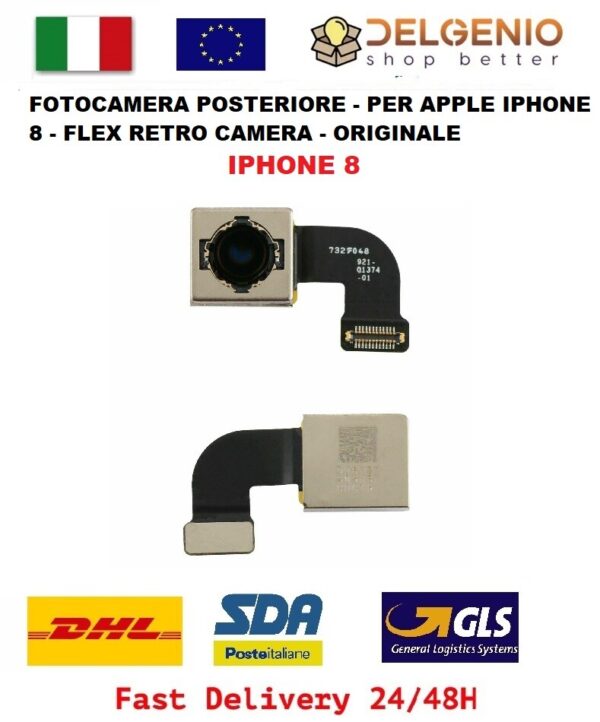 FOTOCAMERA POSTERIORE - PER APPLE IPHONE  8 - FLEX RETRO CAMERA -  ORIGINALE