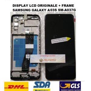 DISPLAY LCD ORIGINALE FRAME SAMSUNG GALAXY A03S SM-A037G TOUCH SCREEN VETRO NERO