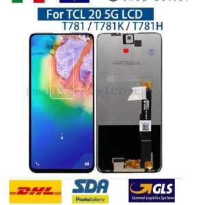 DISPLAY LCD TOUCH TCL 20 5G 20L LITE T774 T774B T775 T781 T781H T781K VETRO NERO