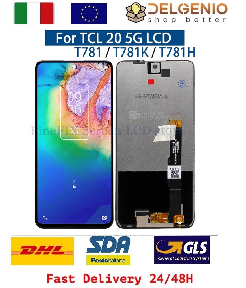DISPLAY LCD TOUCH TCL 20 5G 20L LITE T774 T774B T775 T781 T781H T781K VETRO NERO