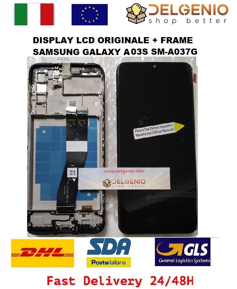 TOUCH SCREEN LCD DISPLAY CON FRAME PER SAMSUNG A03S SM-A037G/DSN NERO ORIGINALE