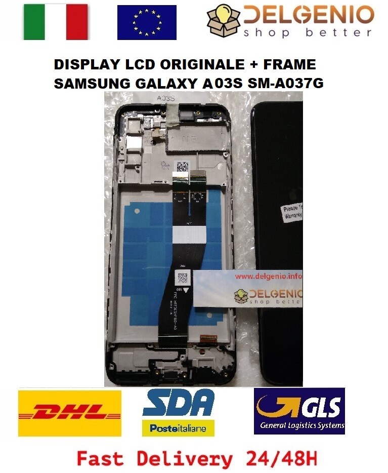 TOUCH SCREEN LCD DISPLAY CON FRAME PER SAMSUNG A03S SM-A037G/DSN NERO ORIGINALE - immagine 2