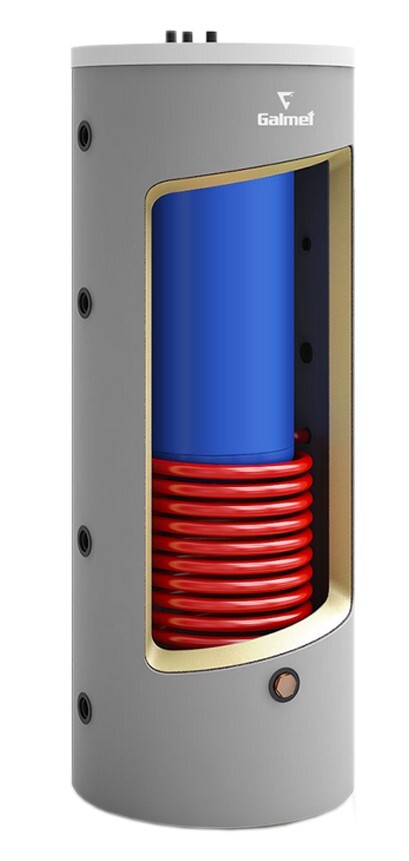 Bollitore Solare ACS coibentato GALMET 380 L a tecnica 260 + 120 l sanitaria