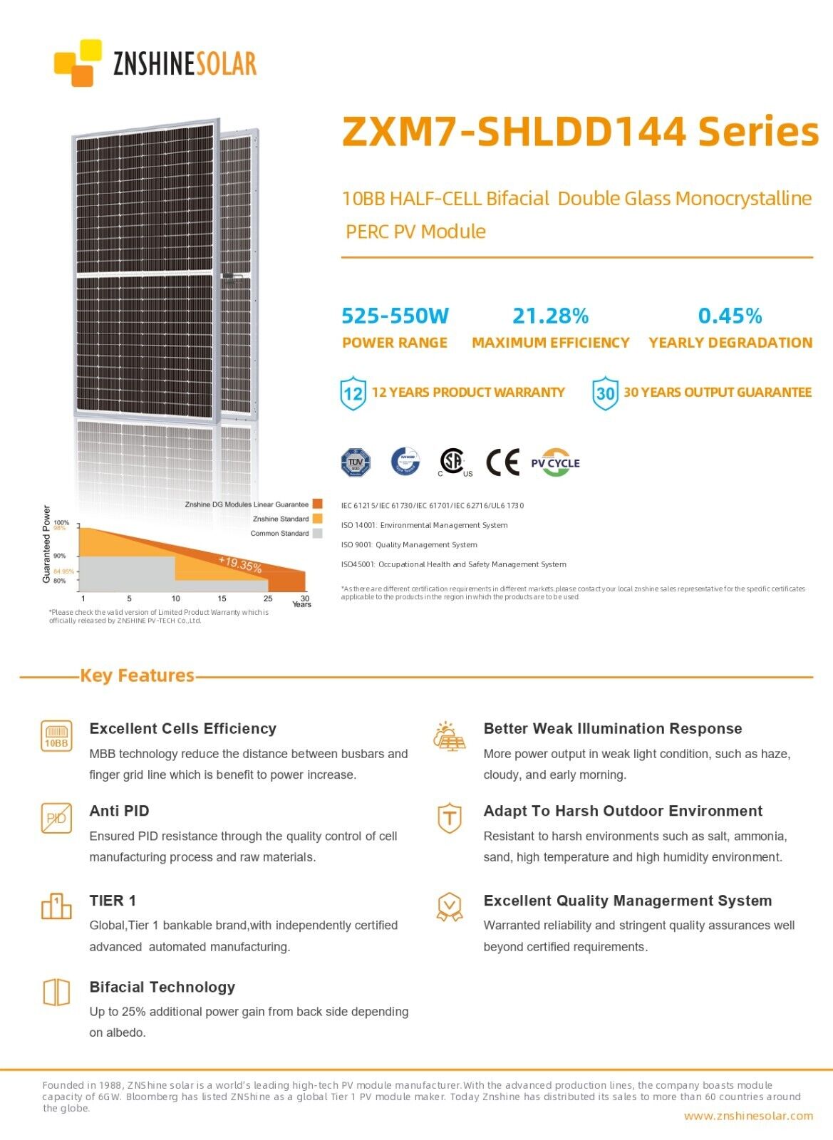 Pannello Solare Fotovoltaico 550W 24V 10BB HALF-CELL Bifacial Double Glass - immagine 2