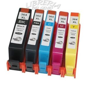 5CARTUCCE PER HP 364 XL CON CHIP DESKJET 3070A D5445 D5460 D5463 D5468 3520 3522