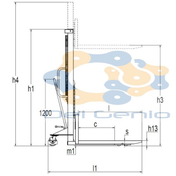 Carrello Elevatore Oleodinamico Trazione Sollevamento Manuale P.Kg.1000 h.cm.160 - immagine 4