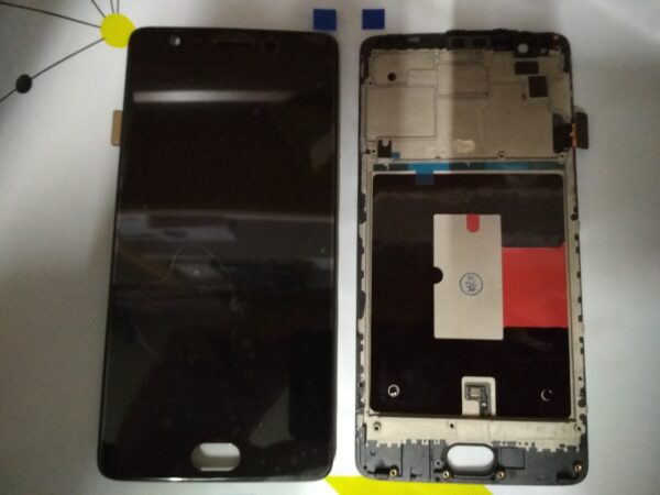 ONEPLUS 3 A3003 LCD DISPLAY VETRO SCHERMO TOUCH SCREEN NERO CON CORNICE FRAME