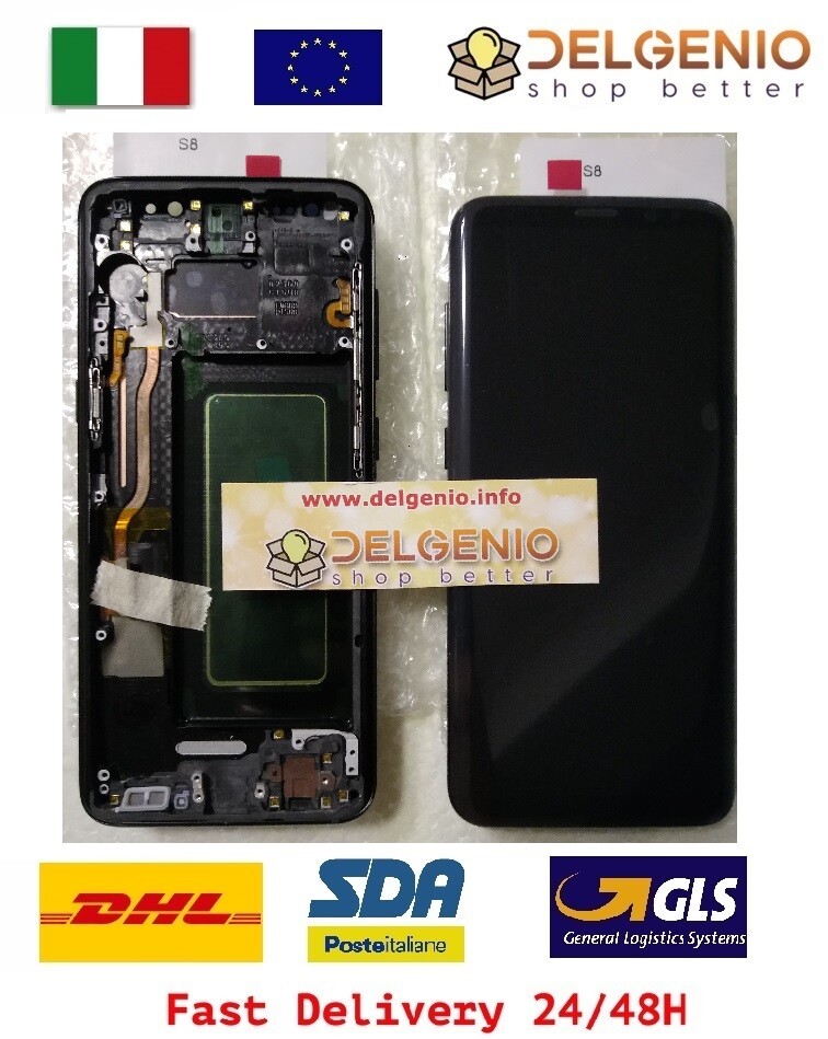 DISPLAY LCD ORIGINALE SAMSUNG + FRAME GALAXY S8 SM-G950 G950 F TOUCH SCREEN NERO