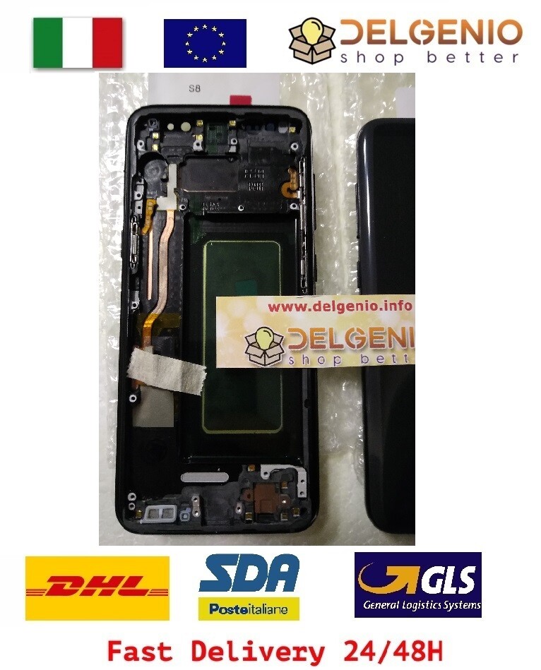 DISPLAY LCD ORIGINALE SAMSUNG + FRAME GALAXY S8 SM-G950 G950 F TOUCH SCREEN NERO - immagine 2
