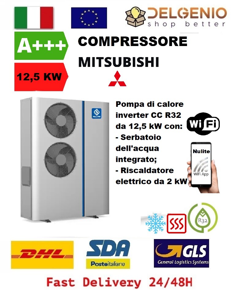 NULITE NEW ENERGY POMPA DI CALORE MONOBLOCCO 8,5 KW 12,5 KW 220V R32 MITSUBISHI - immagine 11