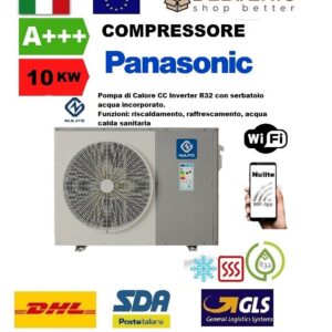 NULITE POMPA DI CALORE MONOBLOCCO 10 16 kw 20 KW 220V FREDDO CALDO R32 PANASONIC
