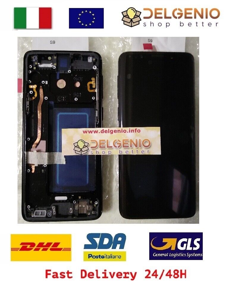 DISPLAY FRAME SAMSUNG ORIGINALE S9 SM G960F DS VETRO TOUCH SCREEN LCD NERO BLACK