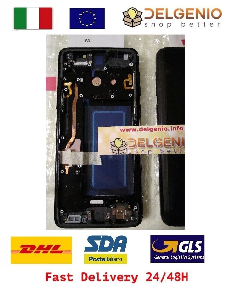 DISPLAY FRAME SAMSUNG ORIGINALE S9 SM G960F DS VETRO TOUCH SCREEN LCD NERO BLACK - immagine 2