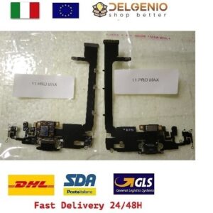CONNETTORE RICARICA APPLE IPHONE 11 PRO MAX MIC FLAT DOCK CHIP IC CARICA NERO