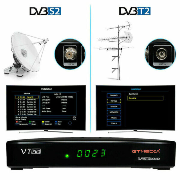 Decoder GT MEDIA V7 PRO Satellitare Tv Sat Digitale Terrestre Dvb-T2/S2/S2X - immagine 3