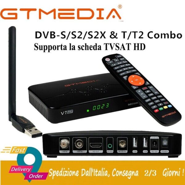 Decoder GT MEDIA V7 PRO Satellitare Tv Sat Digitale Terrestre Dvb-T2/S2/S2X