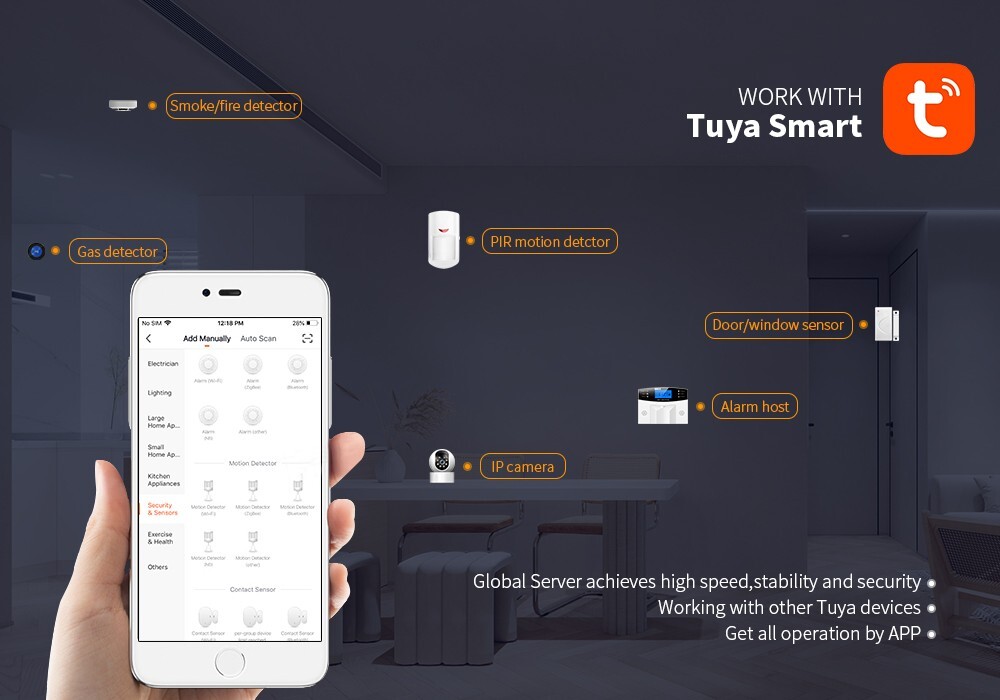 Sistema di Allarme Casa Senza Fili, WiFi + GSM, antifurto casa TUYA Smart Home - immagine 4